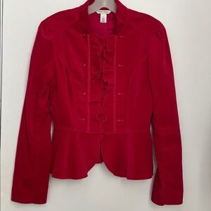 White House Black Market Red Ruffle Blazer